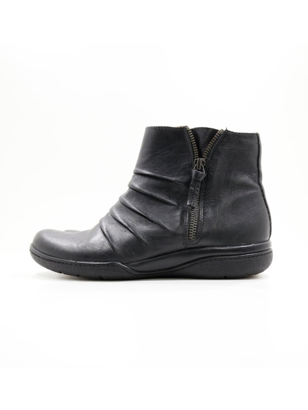 Clarks Kearns Blush Black Leather Flat Ankle Boots - Women's 7